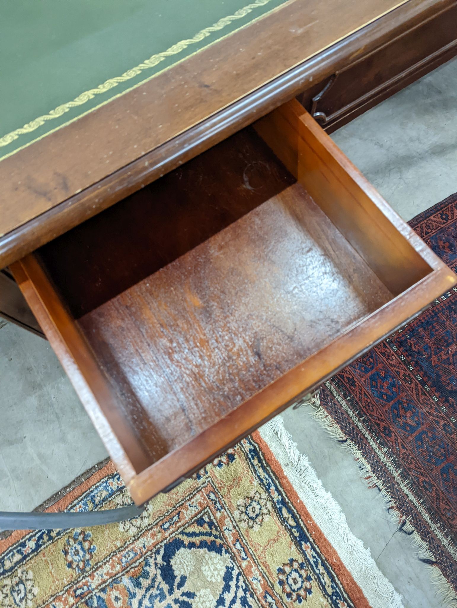 A George IV style mahogany kneehole desk, length ???, depth 73cm, height 80cm